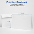 Avery Half-Fold Greeting Cards, Textured, Uncoated, 5-1/2" x 8-1/2", 30 Cards (3378), White, 6 / Carton, AVE03378