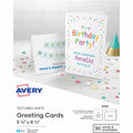 Avery Half-Fold Greeting Cards, Textured, Uncoated, 5-1/2" x 8-1/2", 30 Cards (3378), White, 6 / Carton, AVE03378