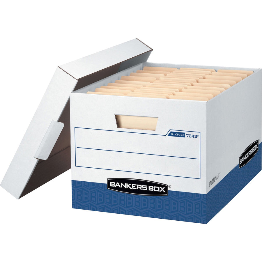 Bankers Box R-Kive File Storage Box, 12.8" x 10.4", Blue, Corrugated, 4 / Carton, FEL0724303