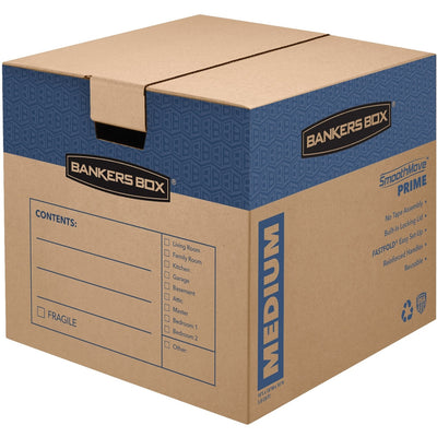 Fellowes Bankers Box SmoothMove Prime Moving Boxes, Kraft, 8 / Carton, FEL0062801