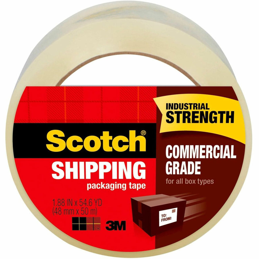 Scotch Commercial-Grade Shipping/Packaging Tape, Clear, Synthetic Rubber Resin, 1.88", 54.60 yd, 3", 48 / Carton, MMM3750-CS48