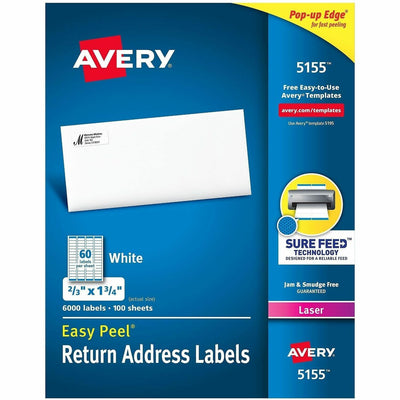 Avery Easy Peel Return Address Labels, 2/3"x1-3/4" 6,000 Labels ), White, 6000 / Box — view 1
