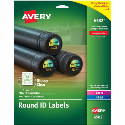 Avery Glossy Permanent Multipurpose Round Labels, Crystal Clear, 500 / Pack — view 1