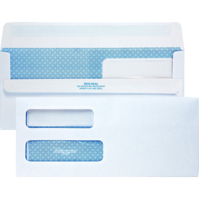 Quality Park No. 10 Double Window Security Tint Business Envelopes with Self-Seal Closure, White, 500 / Box, QUA24559