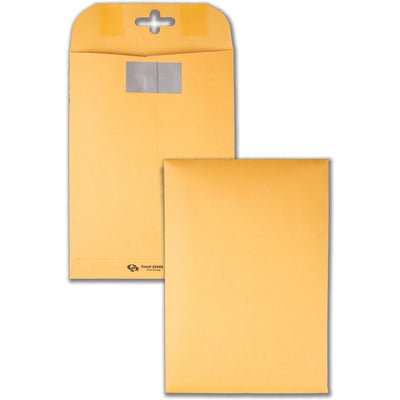 Quality Park 6 x 9 Postage Saving ClearClasp Envelopes with Reusable Redi-Tac Closure, Kraft, 100 / Box, QUA43468