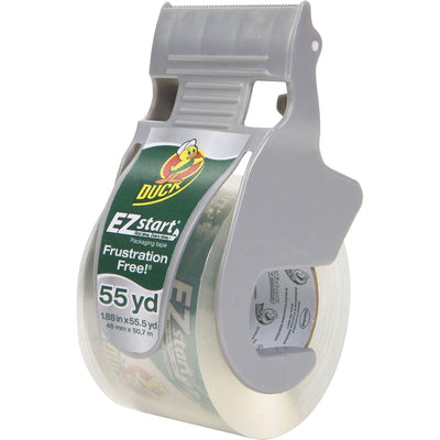 Shurtech Duck Brand Brand EZ Start Packaging Tape with Dispenser, Clear, 1 Roll, DUC1259457