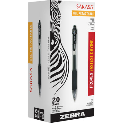 Zebra Pen Zebra Sarasa Dry X20 Retractable Gel Pen, 24 / Pack, ZEB14680