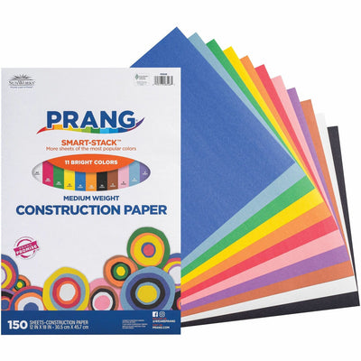 Dixon Ticonderoga Prang 11-Color Construction Paper Smart-Stack, Assorted, 150 / Pack, PAC6526