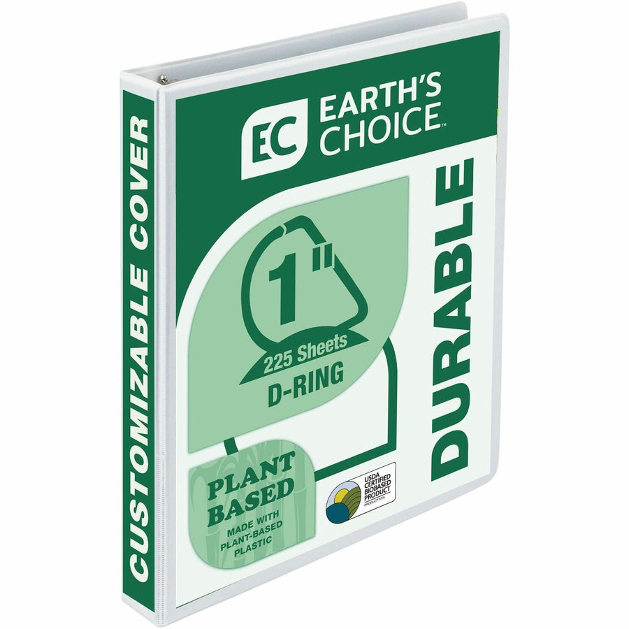 Samsill Earth's Choice Plant-based Durable View Binder, 8.5" Width x 11" Length, White, Chipboard, 225, SAM16937