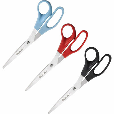 Acme United Westcott 8" All Purpose Straight Scissors, Assorted, 3 / Pack, ACM13404