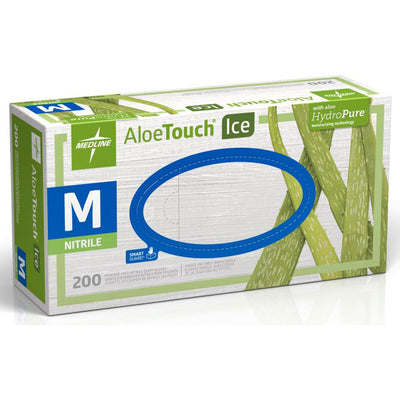 Medline Aloetouch Ice Nitrile Gloves, 200 / Box, MIIMDS195285