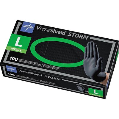 Medline VersaShield STORM Nonsterile Nitrile Gloves, Black, 100 / Box, MIIMG6113