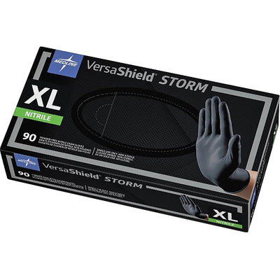 Medline VersaShield STORM Nonsterile Nitrile Gloves, Black, 90 / Box, MIIMG6114