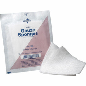 Medline Sterile 12 Ply Cotton Gauze Sponges, White, 80 / Box, MIINON21422