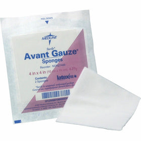Medline Avant Nonsterile Gauze Nonwoven Sponges, White, 200 / Box, MIINON25444