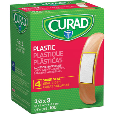 Medline Plastic Adhesive Bandages, Tan, 100 / Box, MIINON25500