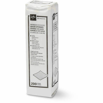 Medline Caring Non-sterile Gauze Sponges, White, 200 / Box, MIIPRM21212C