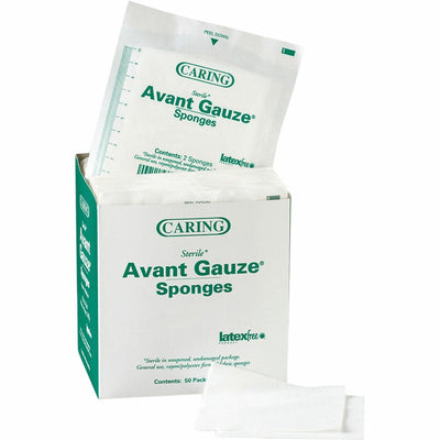 Medline Avant Sterile Gauze Sponges, White, 50 / Box, MIIPRM21224