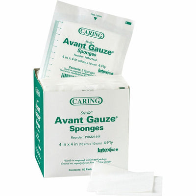 Medline Avant Sterile Gauze Sponges, White, 50 / Box, MIIPRM21444