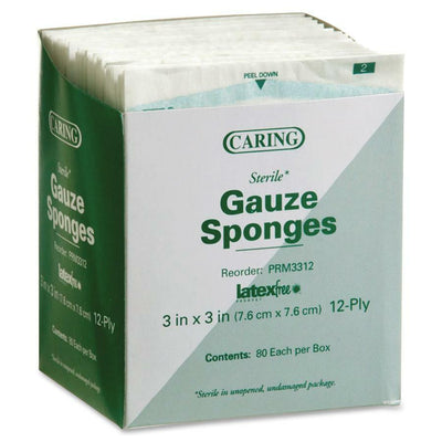 Medline Sterile Gauze Sponges, White, 80 / Box, MIIPRM3312