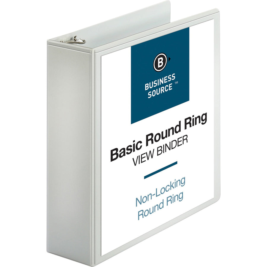Business Source Round-ring View Binder, White, 8 1/2" Width x 11" Length, 12EA/CT 24CT/PL — view 1