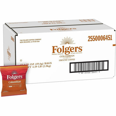 J.M. Smucker Folgers Fraction Pack 100% Colombian Supreme Coffee, 42 / Carton, FOL06451