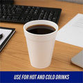Genuine Joe 12 oz Hot/Cold Foam Cups, White, 25 / Carton, GJO58552