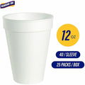 Genuine Joe 12 oz Hot/Cold Foam Cups, White, 25 / Carton, GJO58552