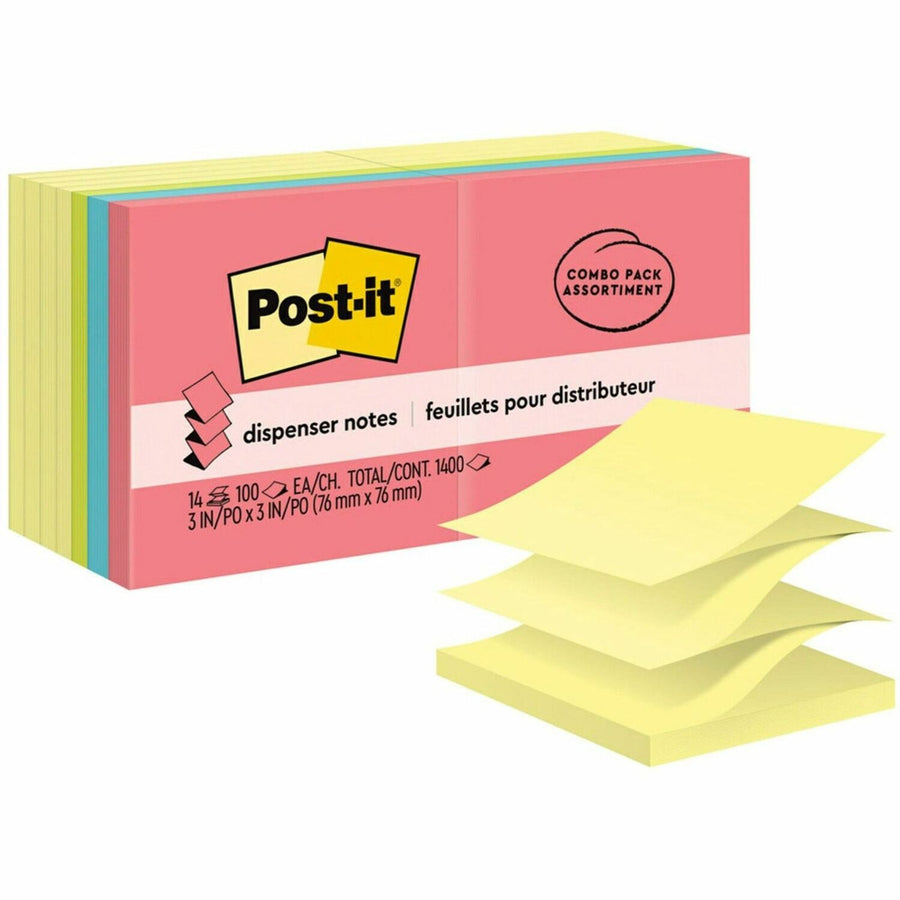 Post-it® Dispenser Notes - Poptimistic Color Collection and Canary Yellow, Paper, Repositionable, 1 / Pack, MMMR33014YWM
