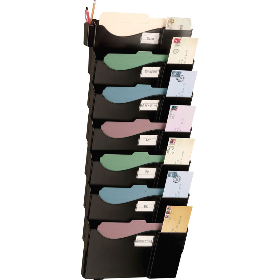 Officemate Grande Central Wall Filing System, 16.62" x 38.25", Black, 1 / Pack, OIC21726