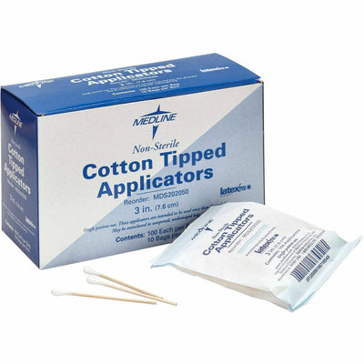 Medline Nonsterile Cotton-Tip Applicators, White, 1000 / Box, MIIMDS202050