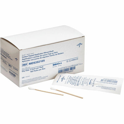 Medline Sterile Cotton-Tipped Applicators, White, 200 / Box, MIIMDS202105