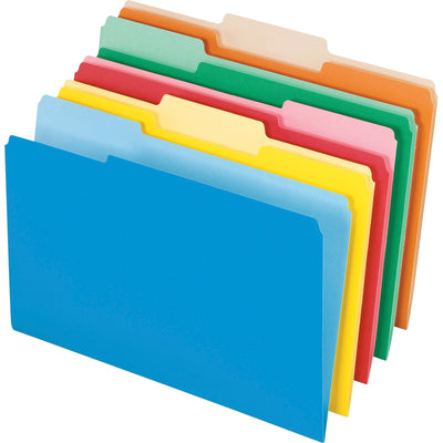 TOPS Pendaflex 1/3 Tab Cut Legal Recycled Top Tab File Folder, Assorted, 8 1/2" Width x 14" Length, 100 / Box — view 1