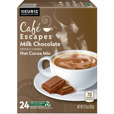 Keurig Dr Pepper . Caf&eacute; Escapes K-Cup, Pod Milk Chocolate Hot Cocoa Keurig Single-Serve K-Cup Pods, 24 Count, 24 / Box, GMT6801