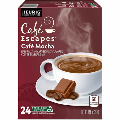 Keurig Dr Pepper . Caf&eacute; Escapes K-Cup, Pod Caf&eacute; Mocha Keurig Single-Serve K-Cup Pods, 24 Count, 24 / Box, GMT6803