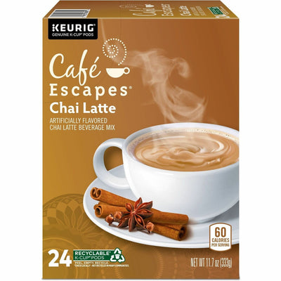 Keurig Dr Pepper . Caf&eacute; Escapes Chai Latte Single-Serve K-Cup Pods, 24 Count Black Tea K-Cup, 24 / Box, GMT6805