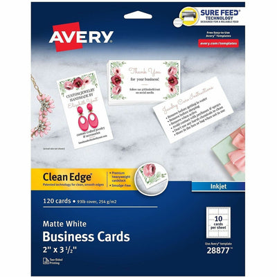Avery Clean Edge Business Cards, 2" x 3.5", White, 120 ), 2" x 3 1/2", 5 / Carton — view 1