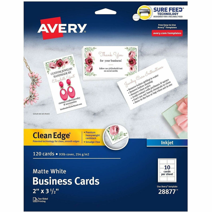 Avery Clean Edge Business Cards, 2" x 3.5", White, 120 ), 2" x 3 1/2", 5 / Carton — view 1