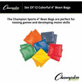 Champion Sports 4" Rainbow Bean Bags, Orange, 12 / Set, CSIMBB4SET