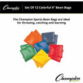 Champion Sports 4" Rainbow Bean Bags, Orange, 12 / Set, CSIMBB4SET