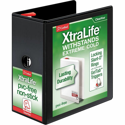 TOPS Cardinal Xtralife ClearVue Locking Slant-D Binder, Black, 8 1/2" Width x 11" Length, CRD26351CB
