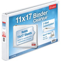 TOPS Cardinal ClearVue Overlay Tabloid D-Ring Binder, White, 11" Width x 17" Length, CRD22112CB