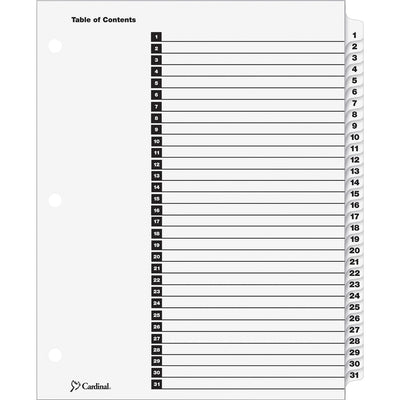 TOPS Cardinal OneStep Daily Index System, White, 8.50" Width x 11" Length, 1 Set, CRD60113CB