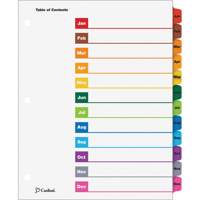 TOPS Cardinal OneStep Monthly Index System, White, 8.50" Width x 11" Length, 1 Set, CRD60318CB