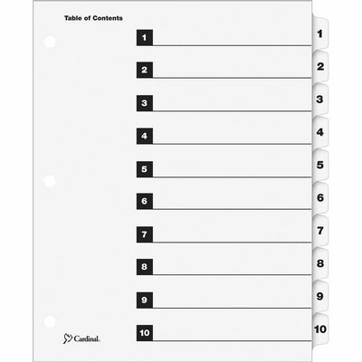 TOPS Cardinal OneStep Numbered Index System, White, 8.50" Width x 11" Length, 1 Set, CRD61013CB