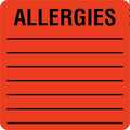 Tabbies Square ALLERGIES Labels, Fluorescent Red, 500 / Roll, TAB40560