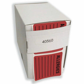 TABBIES Square ALLERGIES Labels, Fluorescent Red, 500 / Roll, TAB40560