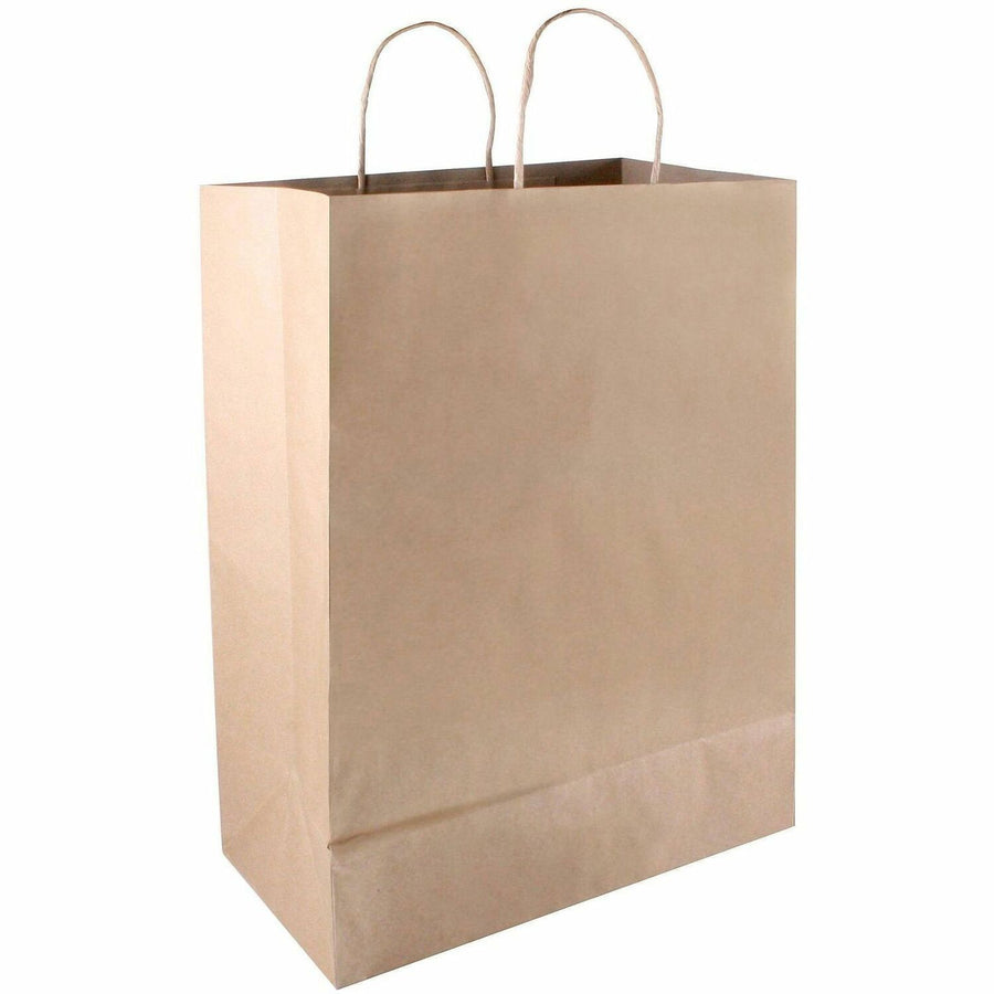 COSCO Premium Large Brown Paper Shopping Bags, Kraft, Gusset, 1 / Box, COS091566