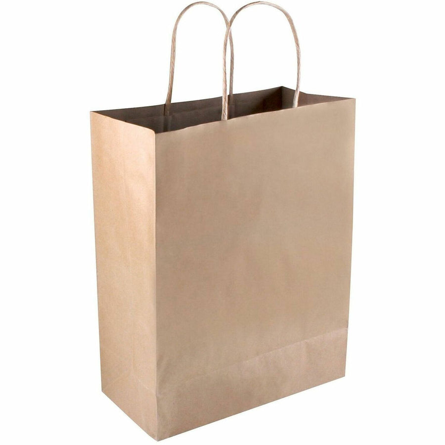 COSCO Premium Large Brown Paper Shopping Bags, Kraft, Gusset, 50 / Box, COS091565