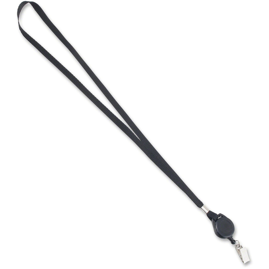 Advantus Retracting ID Reel Badge 36" Lanyard, Black, 12 / Box, AVT75549
